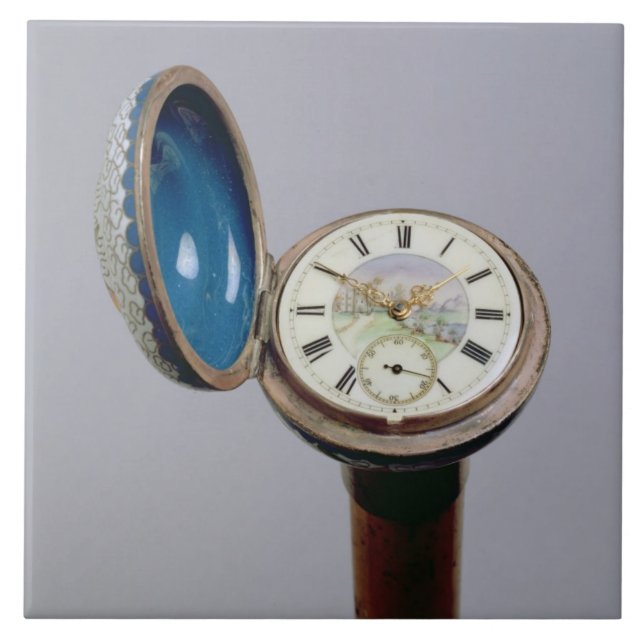 Watch gadget cane (cloisonne enamel) ceramic tile (Front)