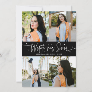 Watch Her Soar Multi Photo Black Grad Announcement