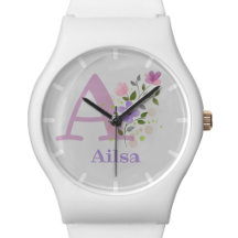 Watch in a Floral Design with Name Ailsa & Initial