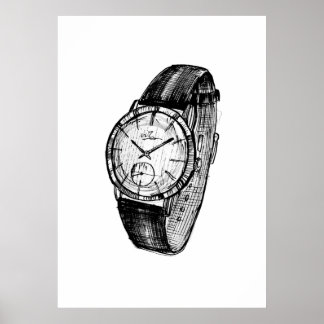 Watch Ink Sketch Poster