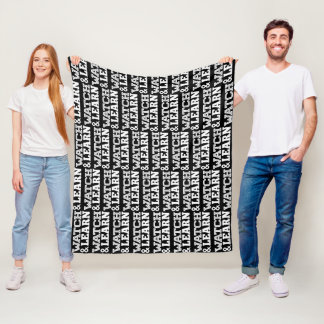 Watch & Learn White Text Fleece Blanket