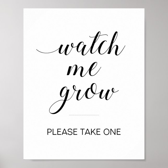 Watch Me Grow Baby Shower Botanical Favours Sign (Front)