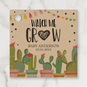 Watch Me Grow Green Cactus Succlent Fiesta Favour Tags