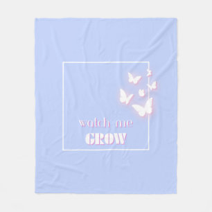 Watch me grow, Motivational, Inspirational, Preppy Fleece Blanket