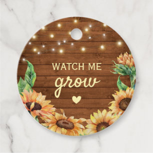 Watch Me Grow Rustic Baby Shower Mini Plant Pot Favour Tags
