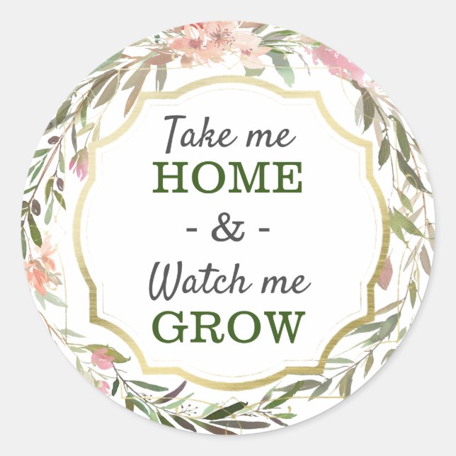 Watch Me Grow Rustic Chic Baby Shower Sprinkle Classic Round Sticker (Front)