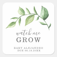 Watch Me Grow Rustic Elegant Greenery Baby Shower