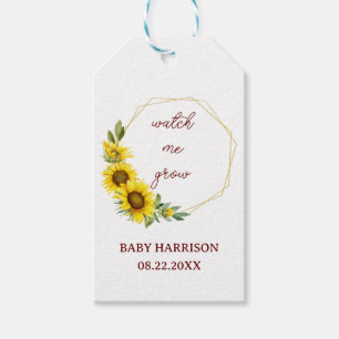 Watch Me Grow Sunflower Baby Shower Rustic Floral Gift Tags