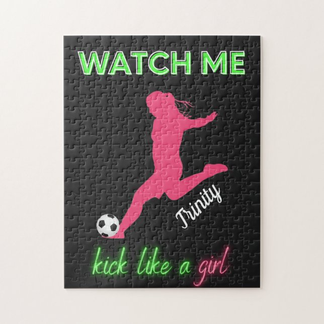 Watch Me Kick Like A Girl Soccer   Jigsaw Puzzle (Vertical)