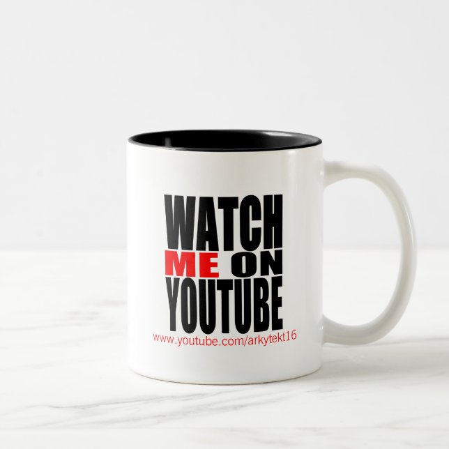 Watch Me on YouTube | Modern (Dark) Two-Tone Coffee Mug (Right)