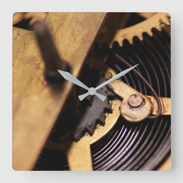 Watch Mechanics Abstract Square Wall Clock (Front)