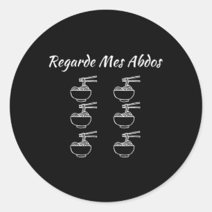 Watch My Abs Humour Bodybuilding Funny Noodles Noo Classic Round Sticker