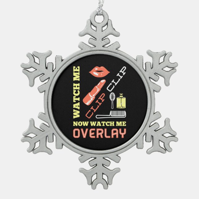 Watch Nail Artist Overlay Snowflake Pewter Christmas Ornament (Front)