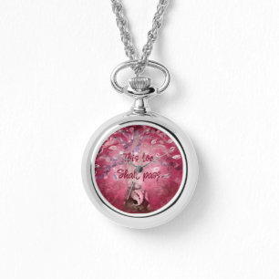 Watch Necklace - This Too Shall Pass Tree Pink