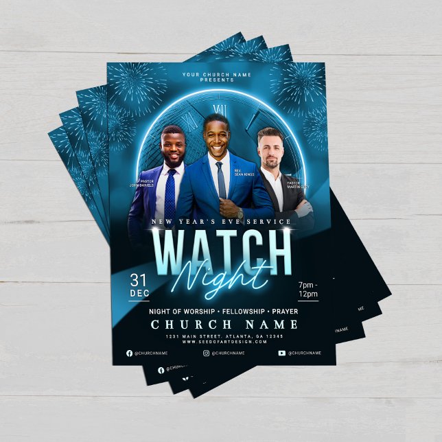 Watch Night New Year's Eve Church Service Flyer (Creator Uploaded)
