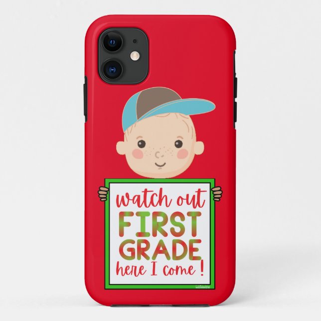 WATCH OUT FIRST GRADE HERE I COME funny cute       Case-Mate iPhone Case (Back)