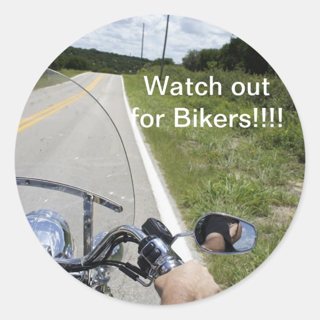 Watch out for Bikers Classic Round Sticker (Front)