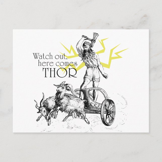 Watch Out, Here Comes Thor! Postcard (Front)