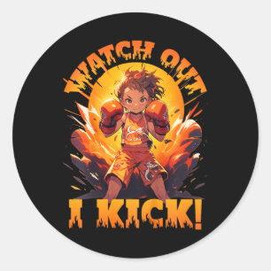 Watch Out - I Kick! Thai Boxing Muay Thai Kickboxi Classic Round Sticker
