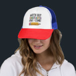 Watch Out Kindergarten Here I Come Back to School  Trucker Hat<br><div class="desc">Watch Out Kindergarten Here I Come Back to School</div>