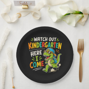 Watch Out Kindergarten Here I Come Dino Paper Plate