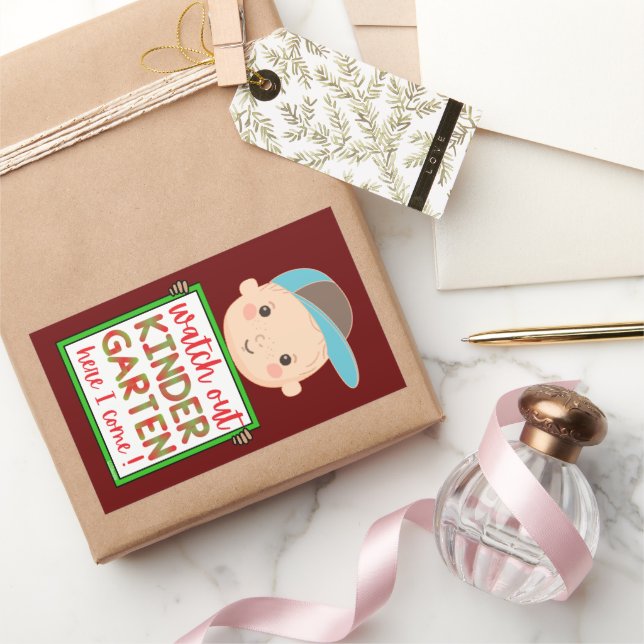WATCH OUT KINDERGARTEN HERE I COME funny cute      Rectangular Sticker (Gifting)