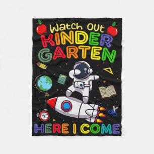 Watch Out Kindergarten Here I Come Funny Kids Back Fleece Blanket