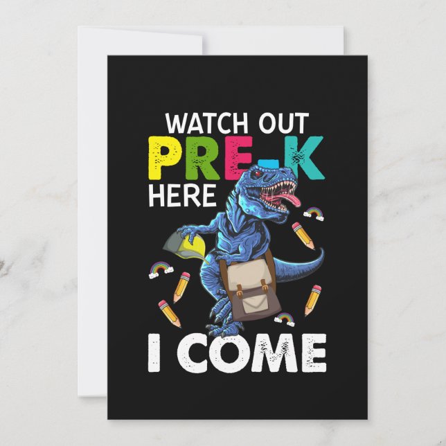 Watch Out Pre-k Here I Come Invitation (Front)