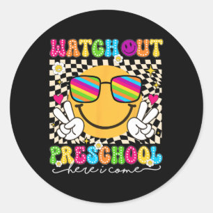Watch Out Preschool Back To School Teacher Boys Gi Classic Round Sticker