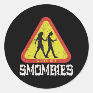 Watch out Smombies Classic Round Sticker