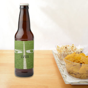 Watch Party 50 Yard Line Grass Field Football  Beer Bottle Label