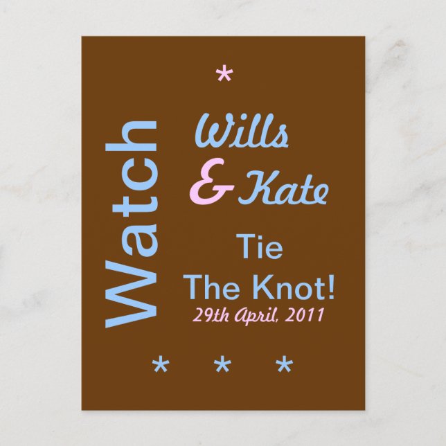 Watch Wills And Kate Tie The Knot Postcard (Front)