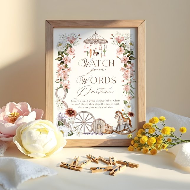 Watch Your Words Partner Wild Western Baby Shower Poster (Watch Your Words Partner Wild Western Baby Shower Poster)