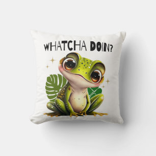 Watcha Doing? Funny Curious Frog Cushion