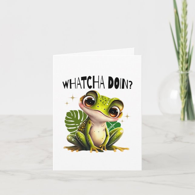 Watcha Doing? Funny Curious Frog Thank You Card (Front)