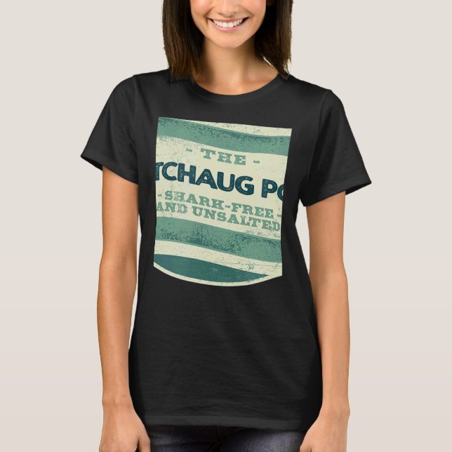 Watchaug Pond Shark Free and Unsalted Camping Rhod T-Shirt (Front)