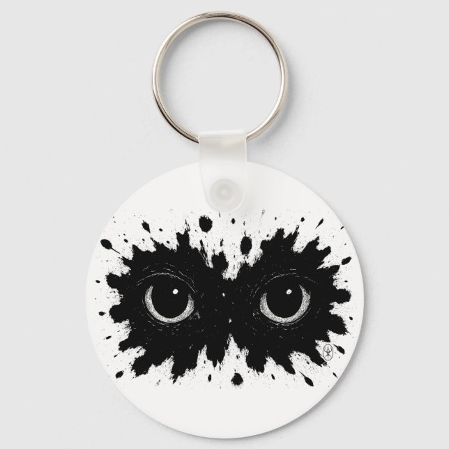 Watcher in the Ink: Eye‑Blot Sigil Key Ring (Front)