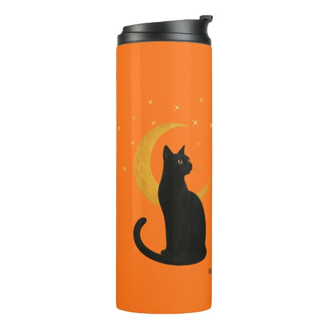Watcher of the Night – Halloween Black Cat Thermal Tumbler (Rotated Left)