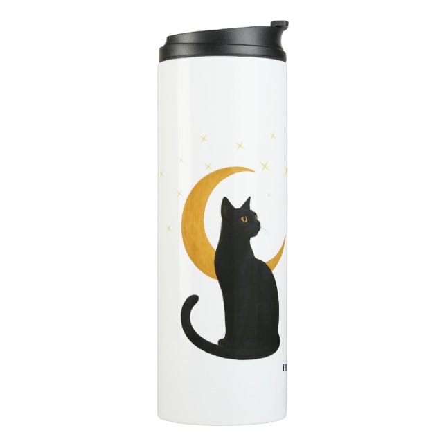 Watcher of the Night – Halloween Black Cat Thermal Tumbler (Rotated Left)