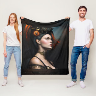 Watcher Of The Storm Steampunk Beauty by Xzendor7 Fleece Blanket