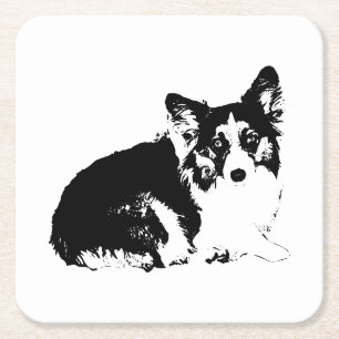 Watchful Charm in Ink Square Paper Coaster