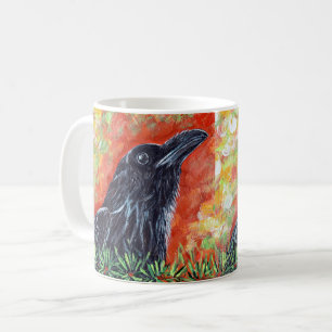 Watchful Crow Painting Coffee Mug