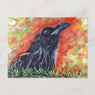 Watchful Crow Painting Postcard