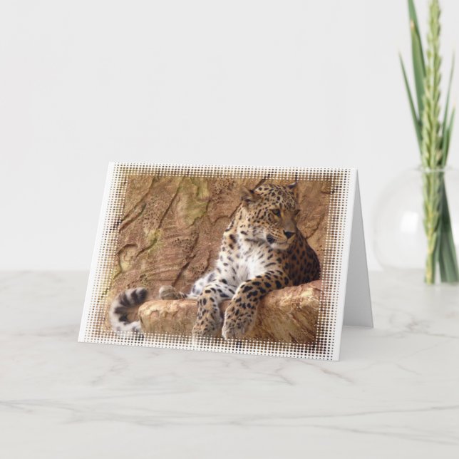 Watchful Leopard Greeting Card (Front)
