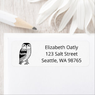 Watchful Owl Line Drawing CUSTOM Mailing Address  Return Address Label