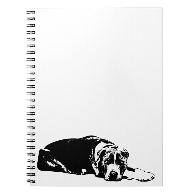 Watchful Pitbull Mix Monochrome Art Notebook (Front)