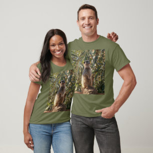 Watchful Sentinel: Meerkat On Lush Green Backdrop T-Shirt