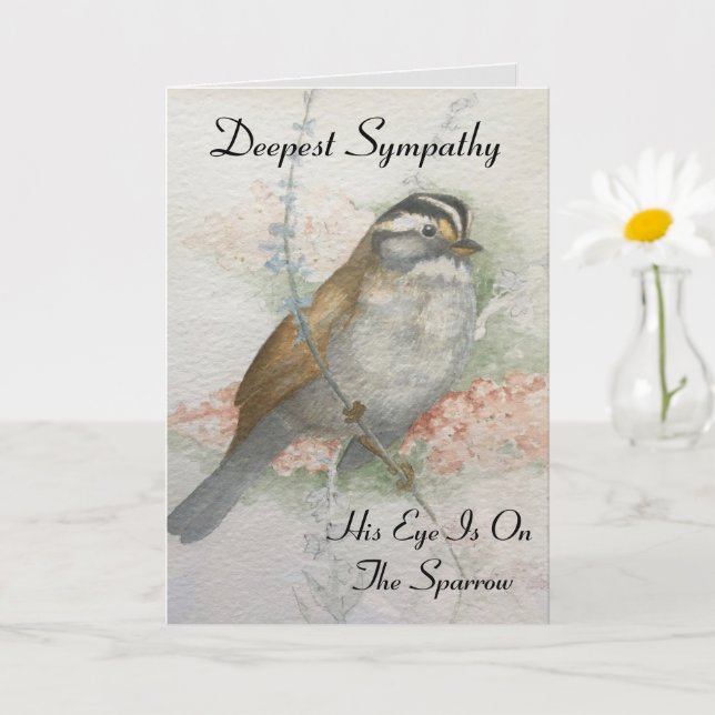 Watchful Sparrow Deepest Sympathy Bible Quote Card (Small Plant)