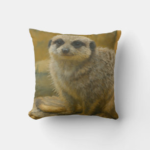 Watchful Stillness – Realistic Meerkat Portrait Cushion