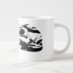 Watchful Terrier on Winter Blanket Large Coffee Mug